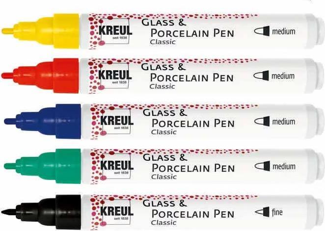 Productafbeelding I Am Creative Porseleinen pennenset van 5 (Zwart, Signaal geel, Kersenrood, Koningsblauw, Frans groen, 4 mm, 5 x)