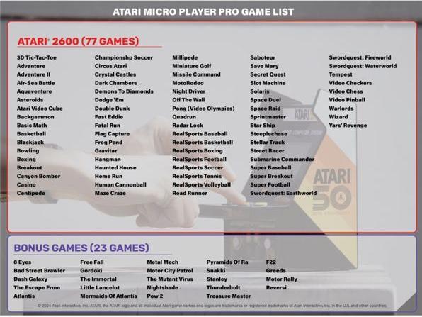 Produktbild MyArcade - Micro Player Pro Atari 50th Anniversary (100 jeux en 1)