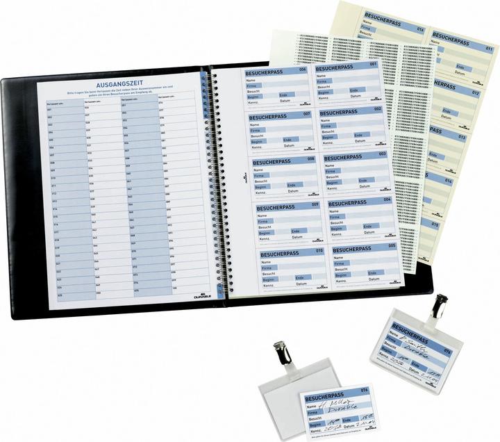 Produktbild Durable Einsteckschild Visitors Book 100 90 x 60 mm (B x H) 80g/m² Karton weiss/blau 10 Bl./Pack.