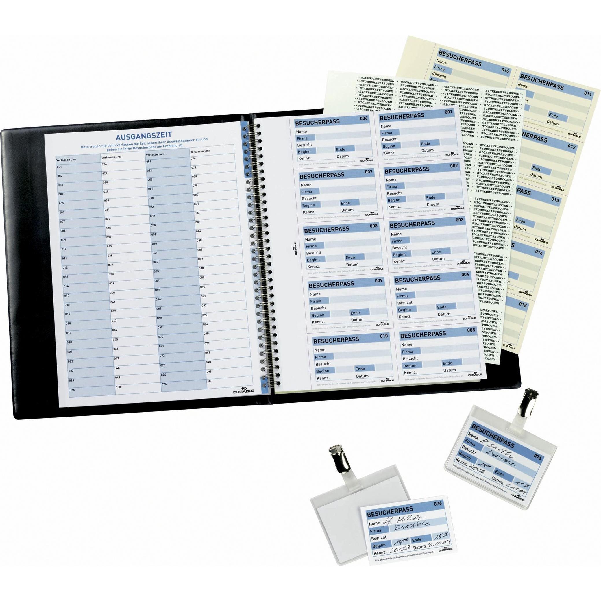 Thumbnail - Durable, Informationsschild, Einsteckschild Visitors Book 100 90 x 60 mm (B x H) 80g/m² Karton weiss/blau 10 Bl./Pack.