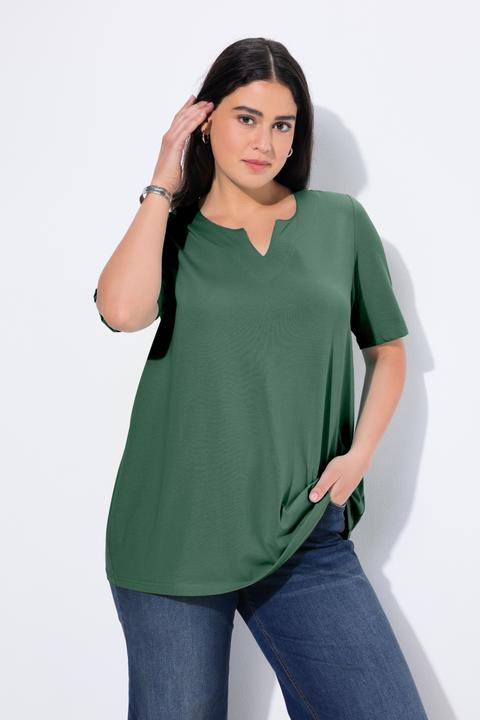 Actual product image Ulla Popken Essential Notch Neck Stretch Tee (62)