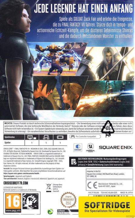 Immagine prodotto Square Enix Crisis Core Final Fantasy VII Reunion (Switch, Switch OLED, Switch Lite, DE)