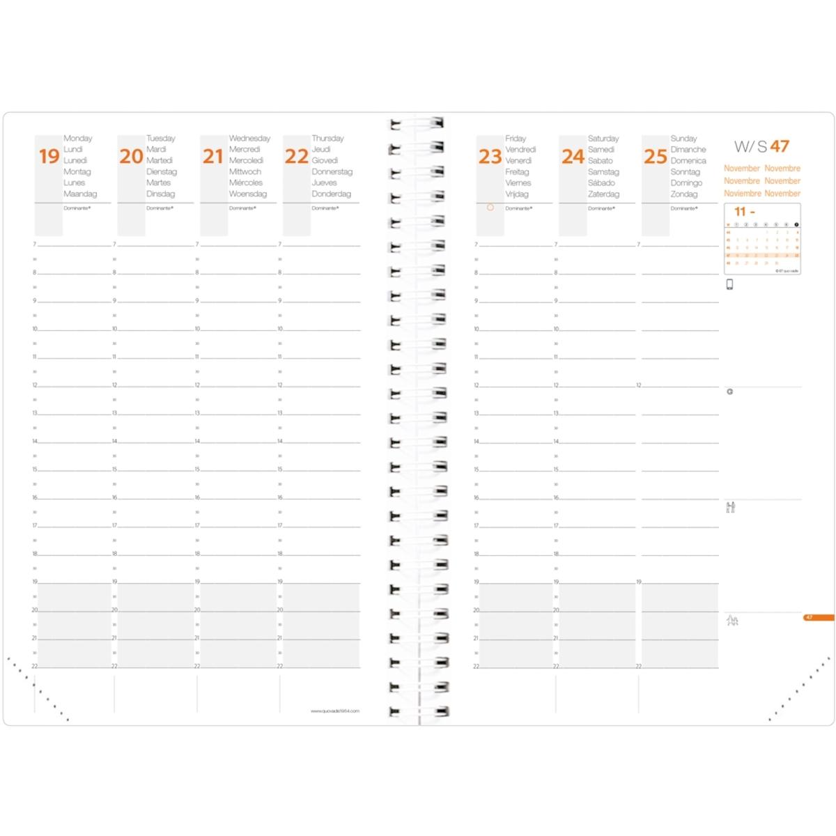 Thumbnail - Quo Vadis, Agenda, Time&Life Pocket MS 2022 QV539121 metallblau, 1W/2S,10X15cm (A6, Deutsch)