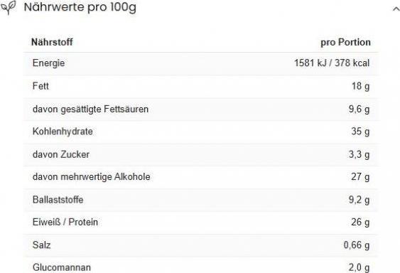 Valori nutrizionali e ingredienti more Satisbiti proteici (50 g, 2 pz.)
