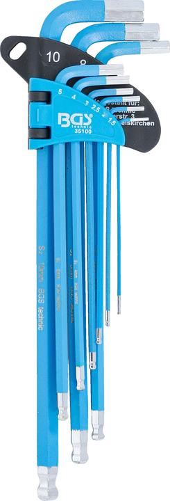 Produktbild BGS Winkelschlüssel-Satz, extra lang Innensechskant mit Kugelkopf 1,5 - 10 mm 9-tlg. (Innensechskant)