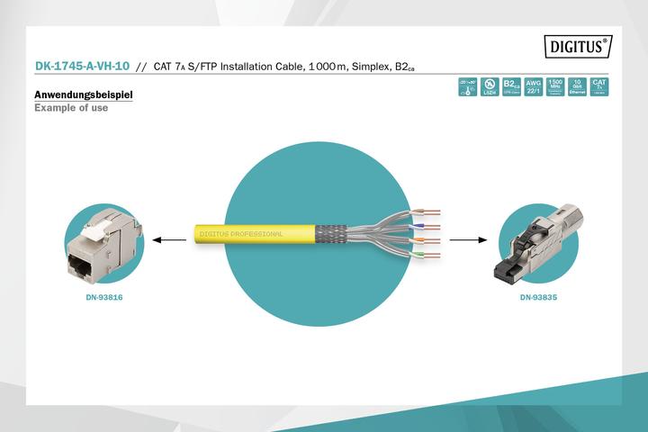 Immagine prodotto Digitus Cavo di installazione CAT 7A S/FTP, 1000 m, simplex, B2ca (STP, CAT7a, 1000 m)