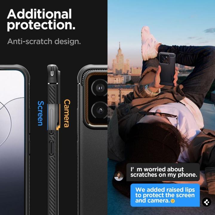 Actual product image Spigen Rugged Armor Xiaomi 14 czarny/matte black ACS07422 (Xiaomi 14)