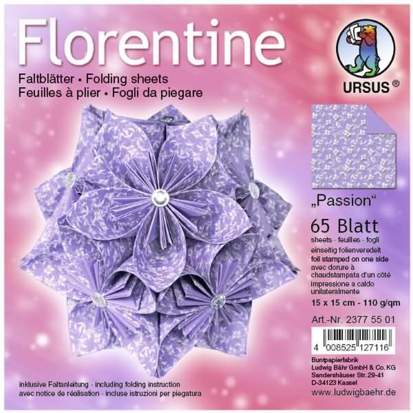 Ursus, Bastelpapier, Faltblätter Florentine Passion 15x15cm (80 g/m², 1 x)