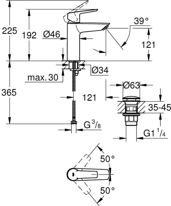 Produktbild Grohe Start QuickFix Lavaboarmatur M-Size, Push-Open, inkl. 3-in-1 Tool, wassersparend, mattschwarz