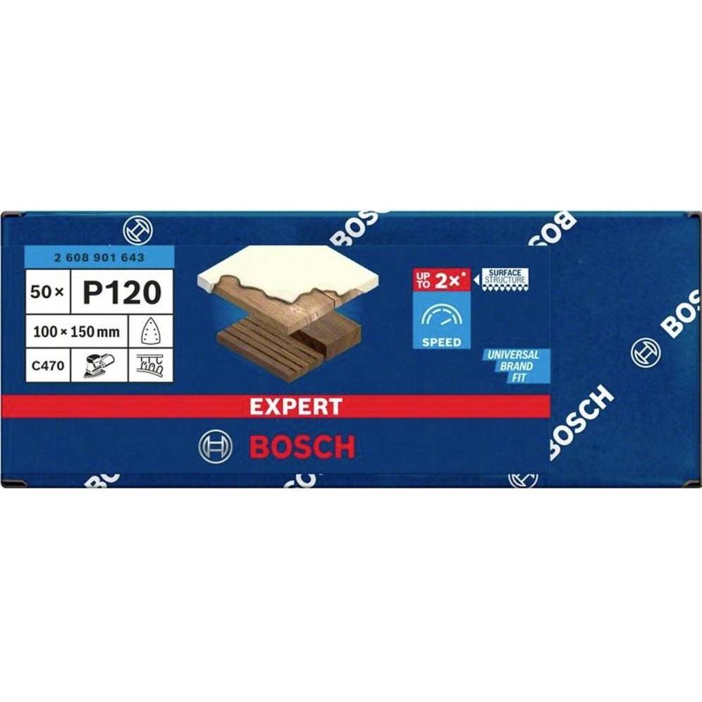 Thumbnail - Bosch Professional Zubehör, Schleifmittel, EXPERT C470 Schleifpapier, 100 x 150 mm, G 120, 50 Stück (120)