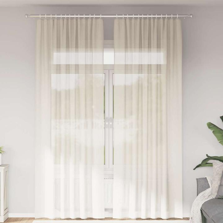 Produktbild VidaXL Voile Vorhänge mit Stangentaschen 2 Stk. Creme (140 x 260 cm)