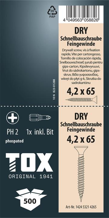 Actual product image Tox DRY 4,2 x 65 FG (500 pcs.) (500 Screws per piece)