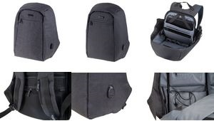 Produktbild Lightpak Rucksack "SAFEPAK", mit USB-Ladeport, grau Polyester, gepolsterter Rücken, Trolleyband