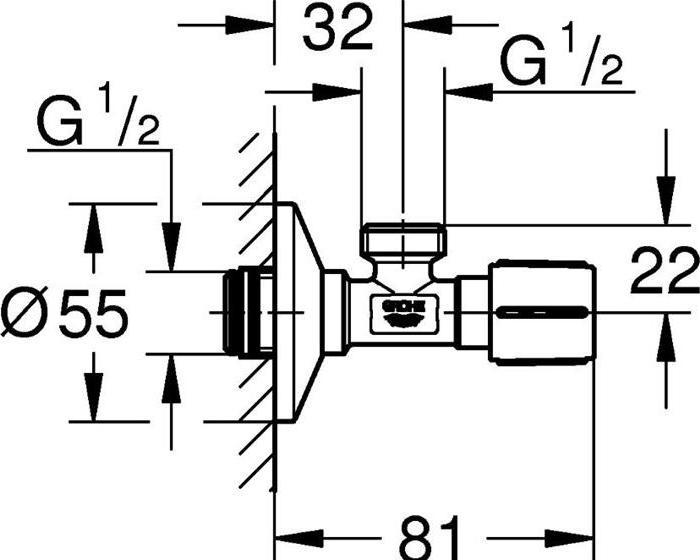 Produktbild Grohe Eckventil 1/2" Schubros d= 55mm chr