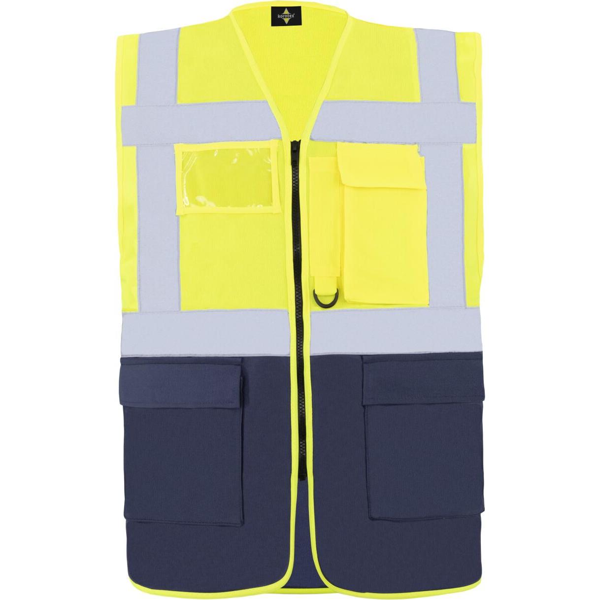 Korntex, Warnweste + Warnshirt, Warnweste Multifunktional Hamburg Signal Gelb/MBlau 360° Sicherheit XL EN ISO 17353  KXC...