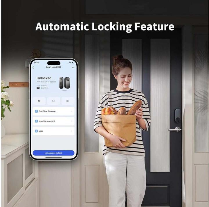 Actual product image Aqara Smart Lock U200 Black, EL-D02E (Fingerprint, Electronic numerical code, Key, Smartphone, Key card, Bluetooth)