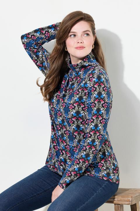Actual product image Ulla Popken Floral Damask Print Long Sleeve Turtleneck Tee (50, 52)