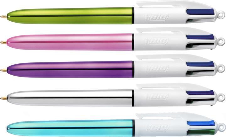 Produktbild Bic 4-Farb-Druckkugelschreiber ® 4 Colours® Shine, 0,4 mm, sort.Tubo-Display 20St (multicolour, 20 x)