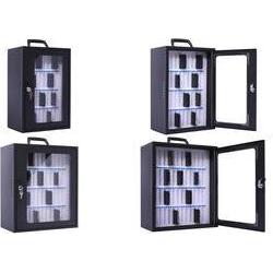 pavo Handy-Schrank, 375x205x445 mm, montierbar/portabel, für 48 Geräte, Supporto per smartphone, Nero, Grigio