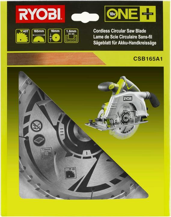 Image du produit Ryobi Tarcza do drewna 165mm, 40 zębów CSB165A1