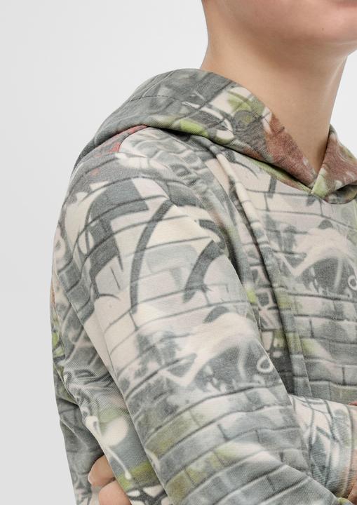 Produktbild s.Oliver Sweatshirt Kapuzen-Sweatshirt mit All-over-Print (170, 176)