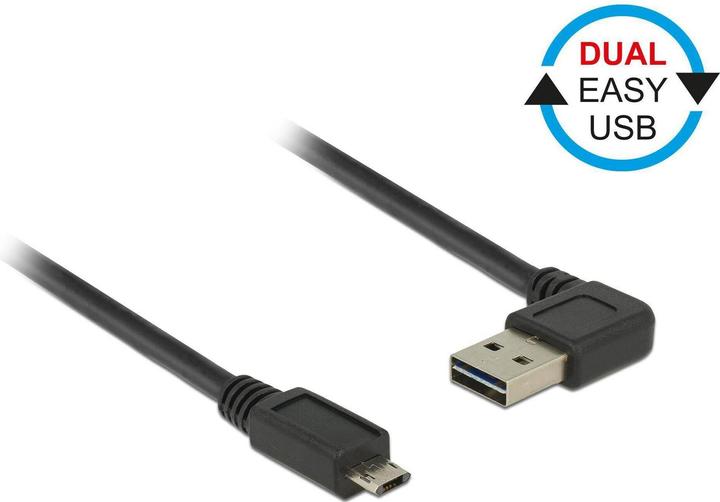 Produktbild Delock USB2.0-Kabel Easy A-MicroB: 0.5m, schwarz (0.50 m, USB 2.0)