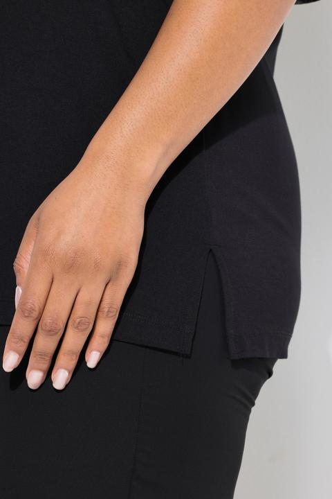 Produktbild Ulla Popken T-Shirt, Ziersteine, A-Linie, V-Ausschnitt, 3/4-Chiffonärmel (50, 52)