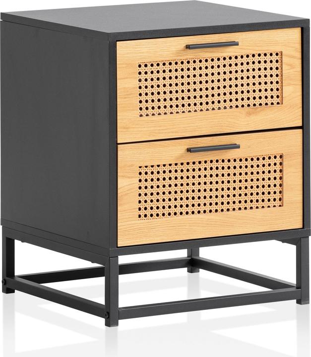 Produktbild FineBuy Nachtkonsole Nachtkommode Boxspringbett 45 cm Schwarz Wiener Geflecht (45 x 45 x 55 cm)