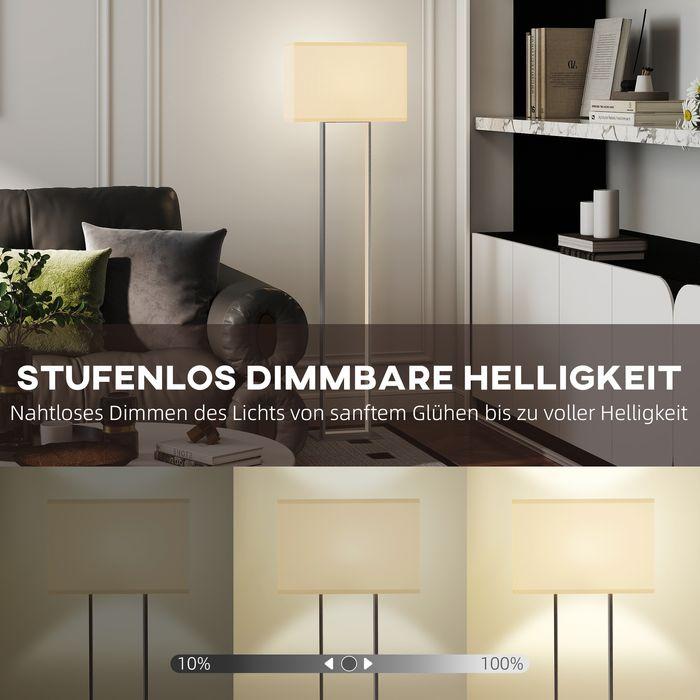 Immagine prodotto Swisshandel24 Moderne Stehlampe, 3 Modi, Fussschalter, verstellbare Helligkeit, Leinenoptik, Weiss