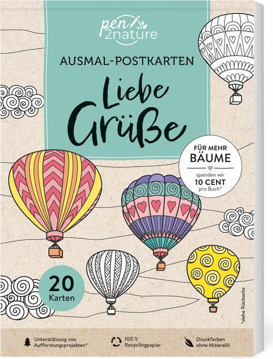 Produktbild Ausmal-Postkarten Liebe Grüsse | 20 Karten (20 Stk.)