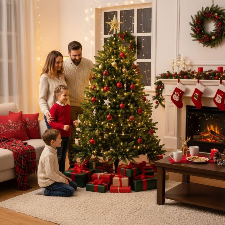 Actual product image Hermex Weihnachtsbaum 180cm mit LED Kunsttanne Christbaum Tannenbaum Tanne (180 cm)