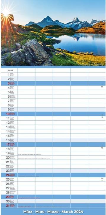 Actual product image Calendar Switzerland 2024 (22 x 45 cm)