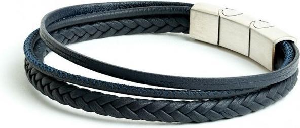 Immagine prodotto Gemini BRACCIALE - PELLE NERA - BLU - MISURA M-L 20+1 CM (21 cm, Argento, Nappa)