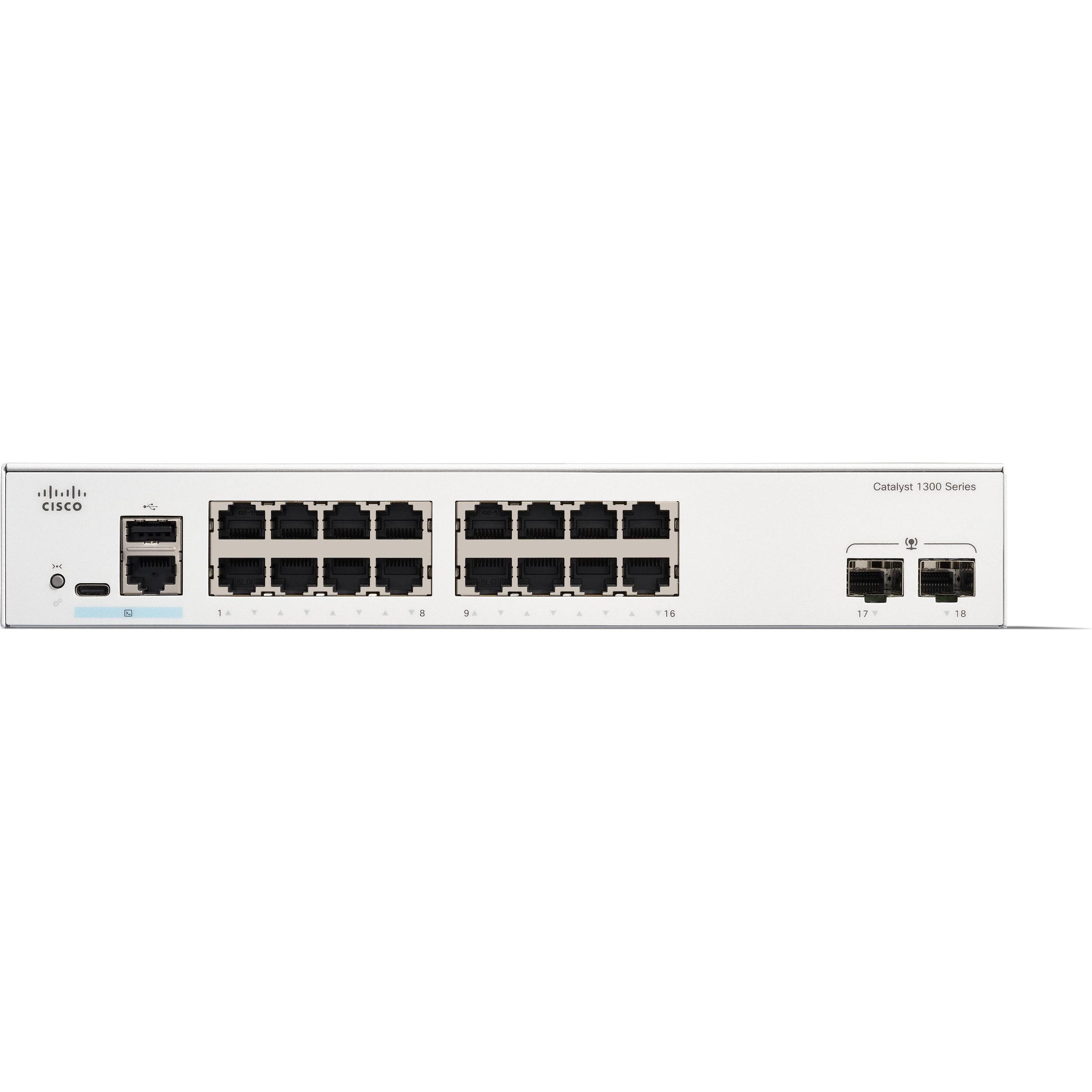 Thumbnail - Cisco CATALYST 1300 16-PORT GE 2X1G (18 Ports), Netzwerk Switch, Weiss