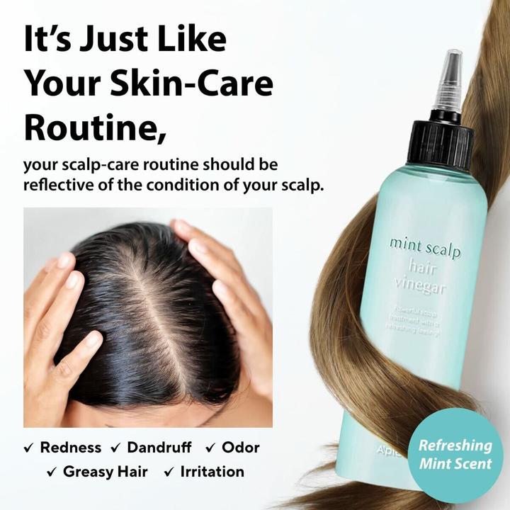 Actual product image A'Pieu Mint Scalp Hair Vinegar 6.76 fl oz 200ml - Clarifying and Cooling for Greasy Hair and Oily Sc (200 ml)
