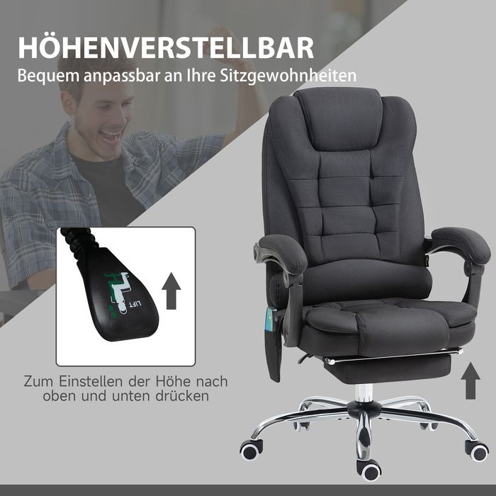 Produktbild Swisshandel24 Bürostuhl mit Massagefunktion, Schreibtischstuhl mit Liege- & Wärmefunktion