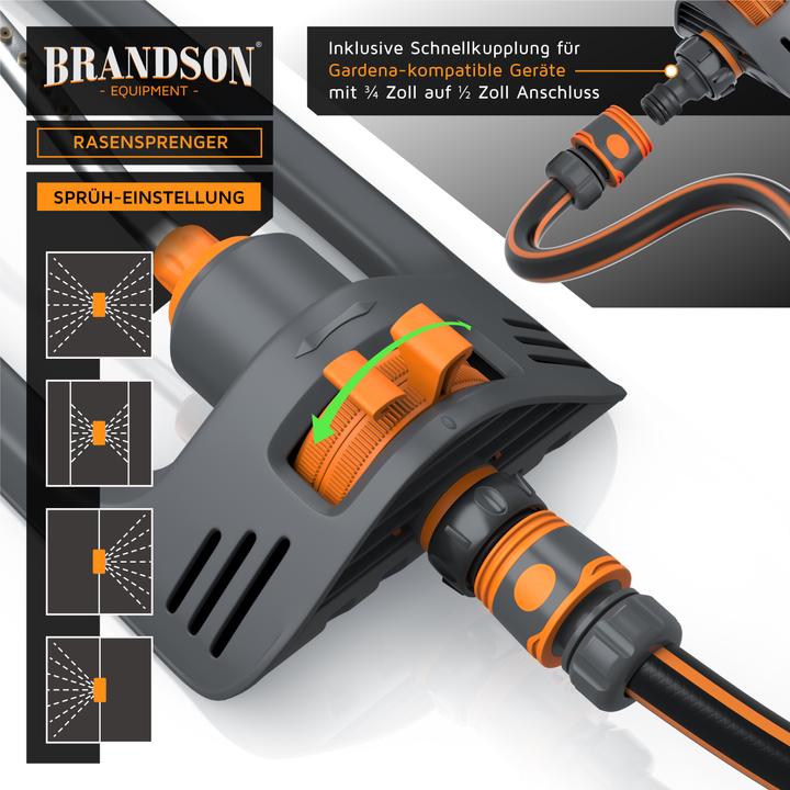 Immagine prodotto Brandson Irrigatore quadrato, irrigatore per prato, irrigatore a oscillazione, fino a 153 m², raggio (Irrigatore quadrato)
