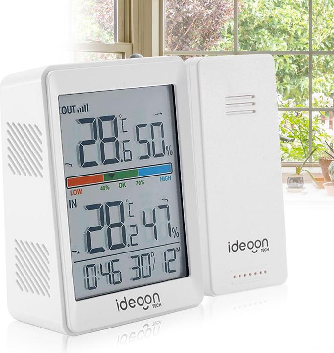 Produktbild Ideoon Thermometer und Hygrometer für innen & aussen, inklusive Funk-Aussensensor