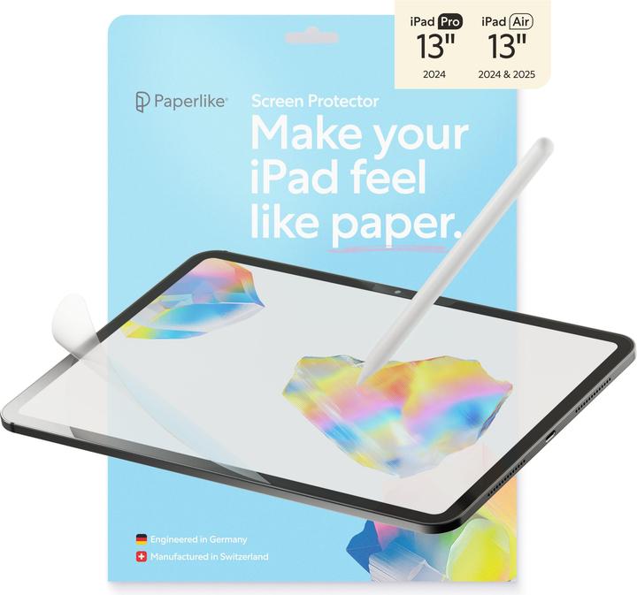 Image du produit Paperlike 3 Displayschutzfolie for iPad Pro 13/iPad Air 13 (2 pièce(s), iPad Pro 13 2024 (M4), iPad Air 13 2025, iPad Air 13 2024 (M2))