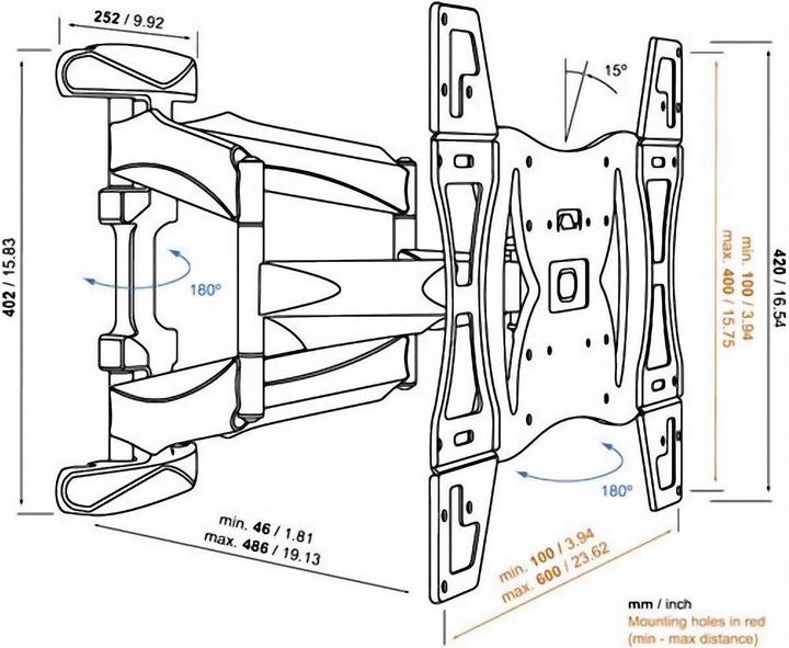 Actual product image Vogels Base 45 L (Wall, 65", 45 kg)