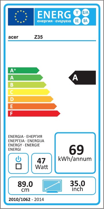 Energie-Label Acer Predator Z35P (3440 x 1440 Pixel, 35")