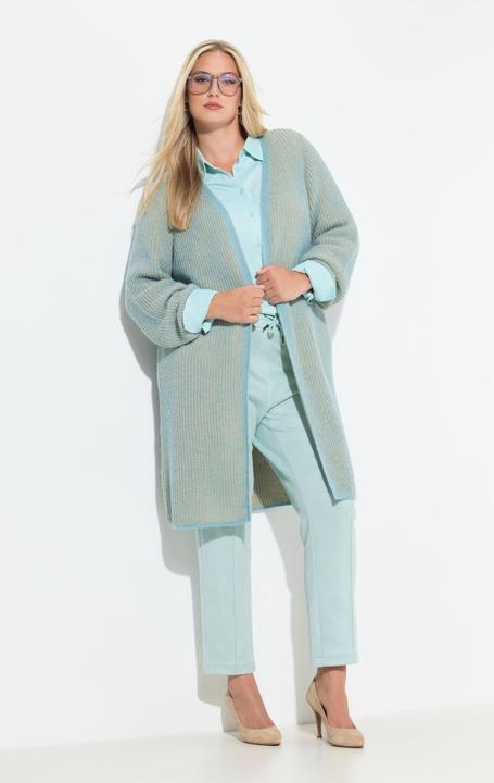 Produktbild Ulla Popken Long-Strickjacke, Doubleface-Rippstrick, V-Ausschnitt (58, 60)