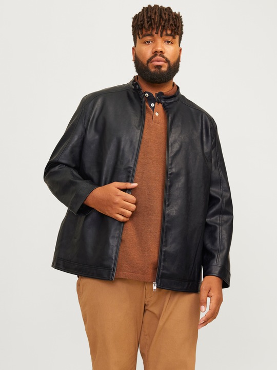 Actual product image Jack & Jones Plus Size Leather Jacket Leather Jacket (6XL)