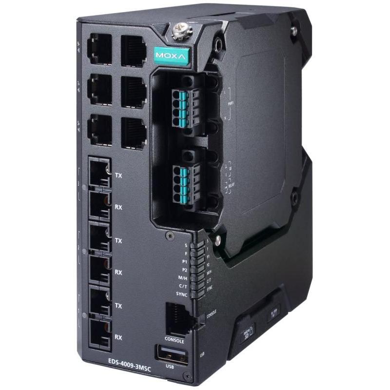 Moxa EDS-4009-3MSC-LV (6 Ports), Netzwerk Switch, Grün, Schwarz
