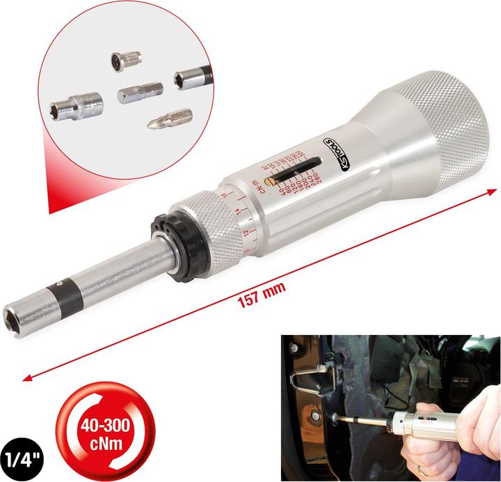 Produktbild KS Tools 1/4" ESD-Drehmomentschraubendreher Mikrometerskala, Skale (mech.), 40-300 cNm (1/4", 40 - 300 Nm)