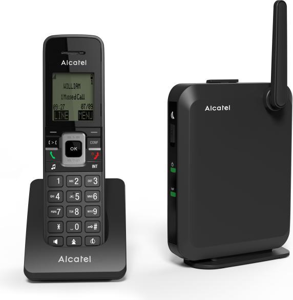 Actual product image Alcatel IP2215P IP-DECT base with IP15 handset, black 6 SIP accounts, 4 SIP channels