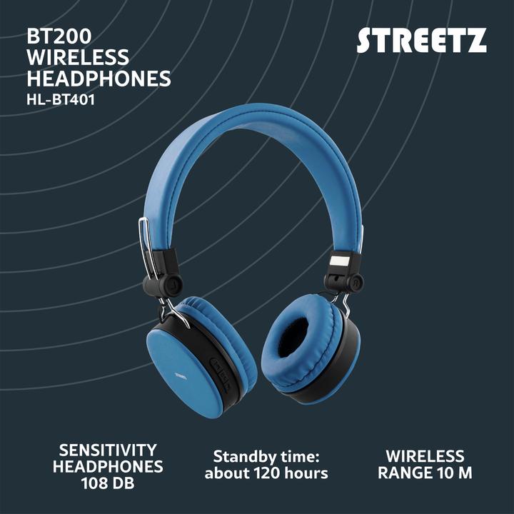 Actual product image Streetz BT200 (No noise cancellation, 22 h, Wireless, Cable)