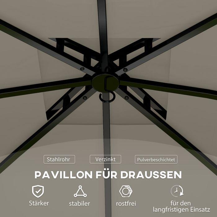 Produktbild Swisshandel24 Pavillon ca. 3,4x3,4 m wasserabweisend, verzinkter Metallrahmen, Hellgrau (340 cm, 340 cm)