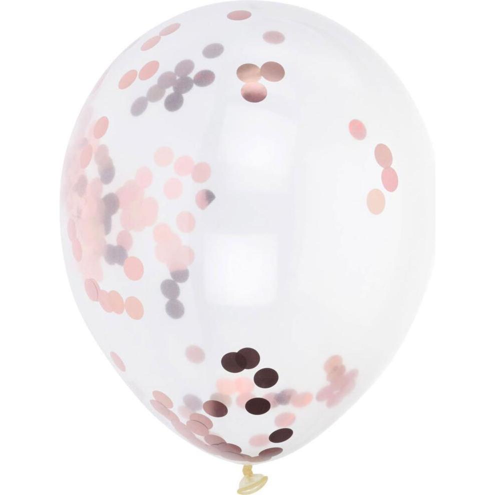 Luftballons mit roségoldenem Konfetti, 8 Stück.