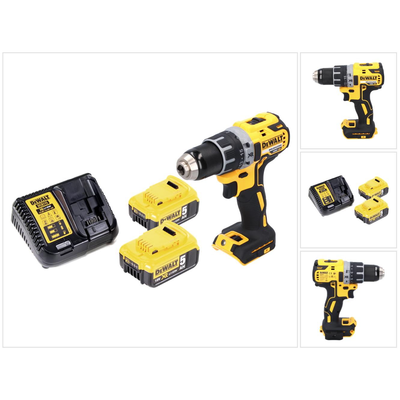 DeWalt, Trapano + Avvitatore a batteria, DCD 791 P2 Trapano avvitatore a batteria 18 V 70 Nm Brushless + 2x batteria ricaricabile 5,0 Ah +